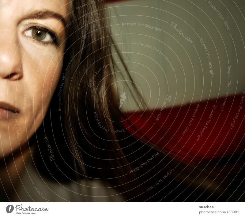 200 .. Colour photo Subdued colour Close-up Shallow depth of field Portrait photograph Profile Looking Looking into the camera Feminine Woman Adults Head