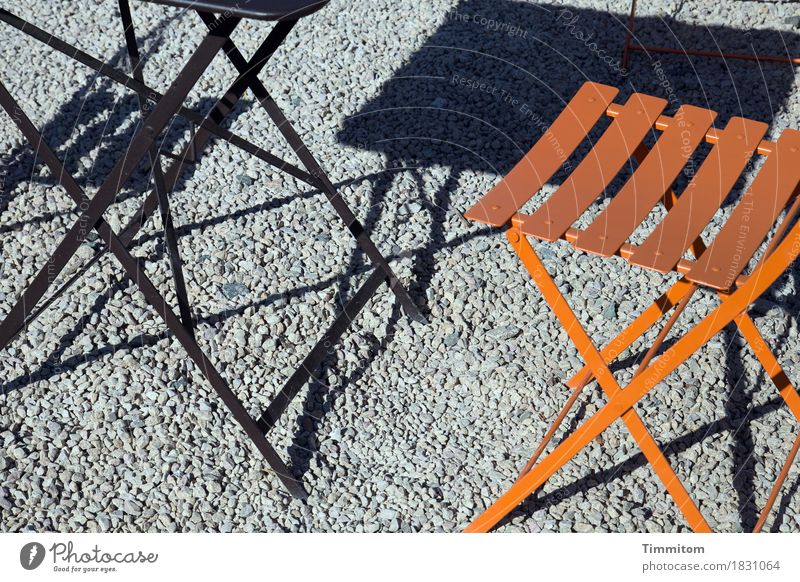 The simple things. Summer Beautiful weather Esthetic Gray Orange Black Leisure and hobbies Considerable Places Tavern Table Chair Sidewalk café Metal grit