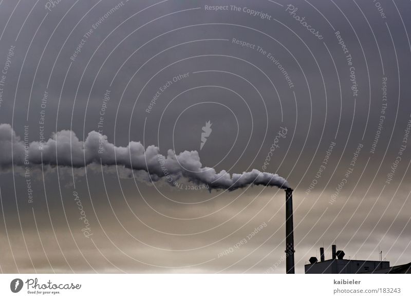 smoke sign Economy Energy industry Sky Clouds Climate change Industrial plant Manmade structures Building Chimney Threat Dark Blue Gray Fear of the future