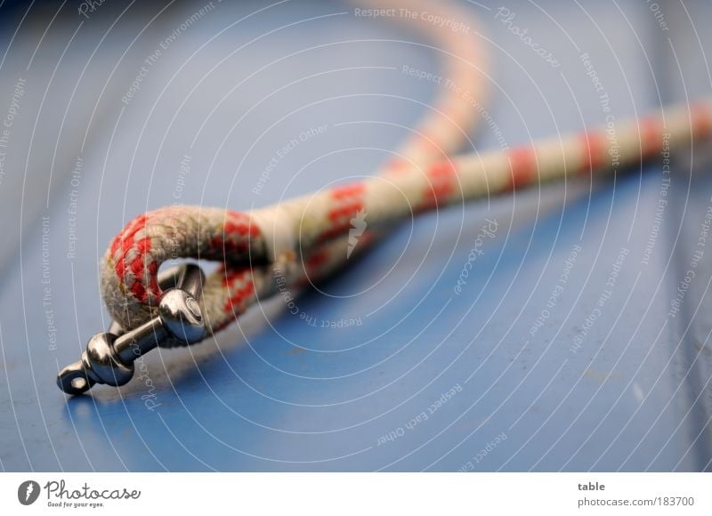 unstable Colour photo Subdued colour Detail Deserted Copy Space left Copy Space right Shallow depth of field Leisure and hobbies Sailing Sailboat Dinghy Rope