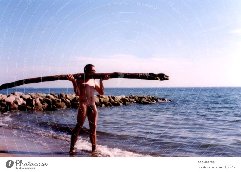 act of balance Ocean Summer Man balancing act Nude photography Male nude