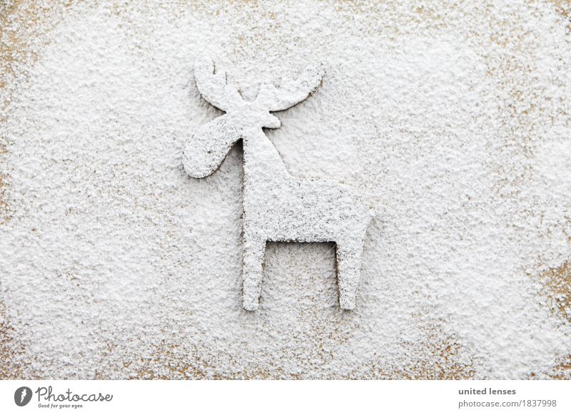 AKCGDR# Snow track I Art Work of art Esthetic Confectioner`s sugar Deer Reindeer Flour Animal Animal tracks Christmas & Advent December Colour photo