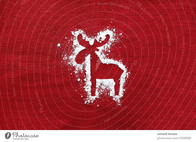 AKCGDR# Snow track VII Art Work of art Esthetic Reindeer Christmas & Advent Card Structures and shapes Red December Creativity Silhouette Contour Colour photo