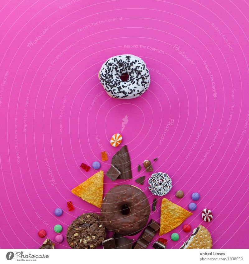 AK# thickener Art Work of art Esthetic Unhealthy Nutrition Rich in calories Donut Crisps Gaudy Fast food Fatty food Candy Chocolate Chocolate crumble