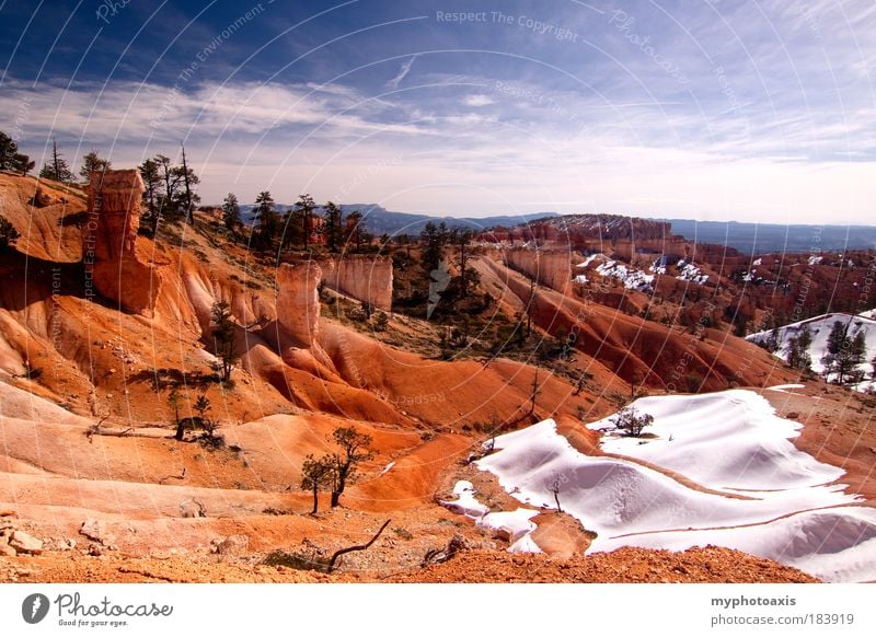 Some snow in the hills of Bryce Canyon Colour photo Exterior shot Deserted Copy Space top Day Shadow Central perspective Vacation & Travel Winter Nature Sand
