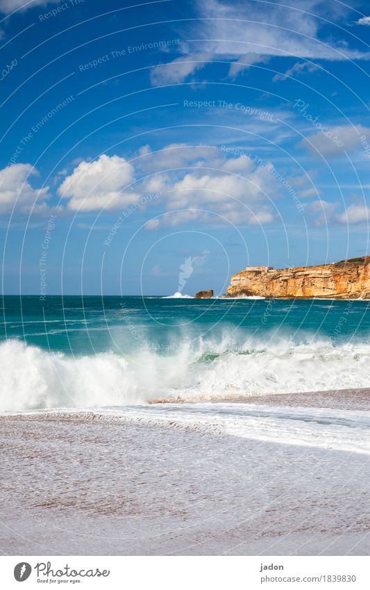a little sea. Vacation & Travel Tourism Nature Landscape Elements Water Sky Clouds Beautiful weather Waves Coast Threat Blue Green Infinity Atlantic Ocean