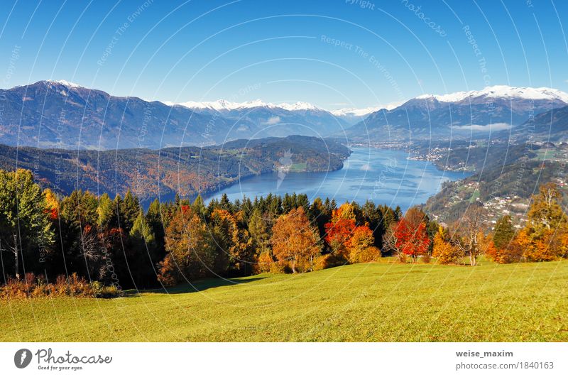 Sunny autumn day on the lake in mountains of south Austria Relaxation Vacation & Travel Tourism Adventure Far-off places Freedom Mountain Hiking