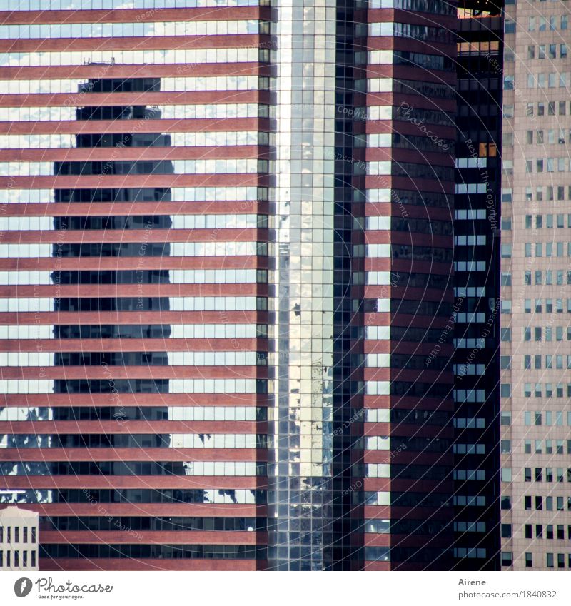 clean up the town Town Downtown House (Residential Structure) High-rise Bank building Architecture Facade Window Concrete Glass Line Stripe Tall Gray Pink White