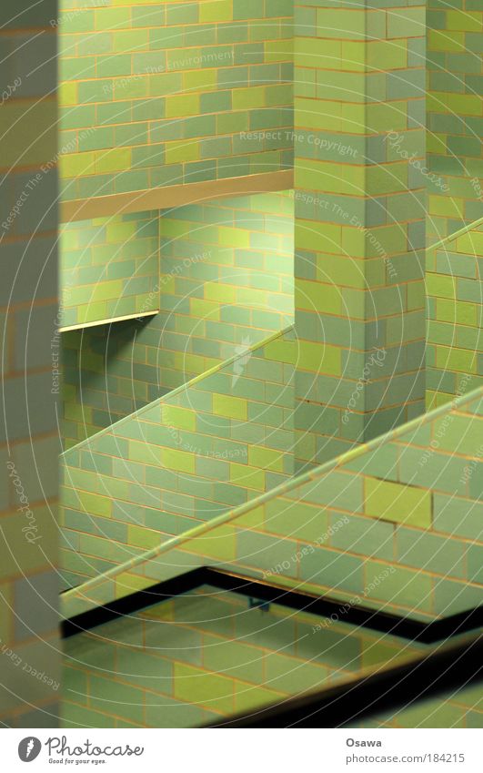 |// Tile Wall (building) Green Prop Column Stairs Alexanderplatz Underpass Berlin Subsoil Abstract Diagonal Grid Structures and shapes Pattern