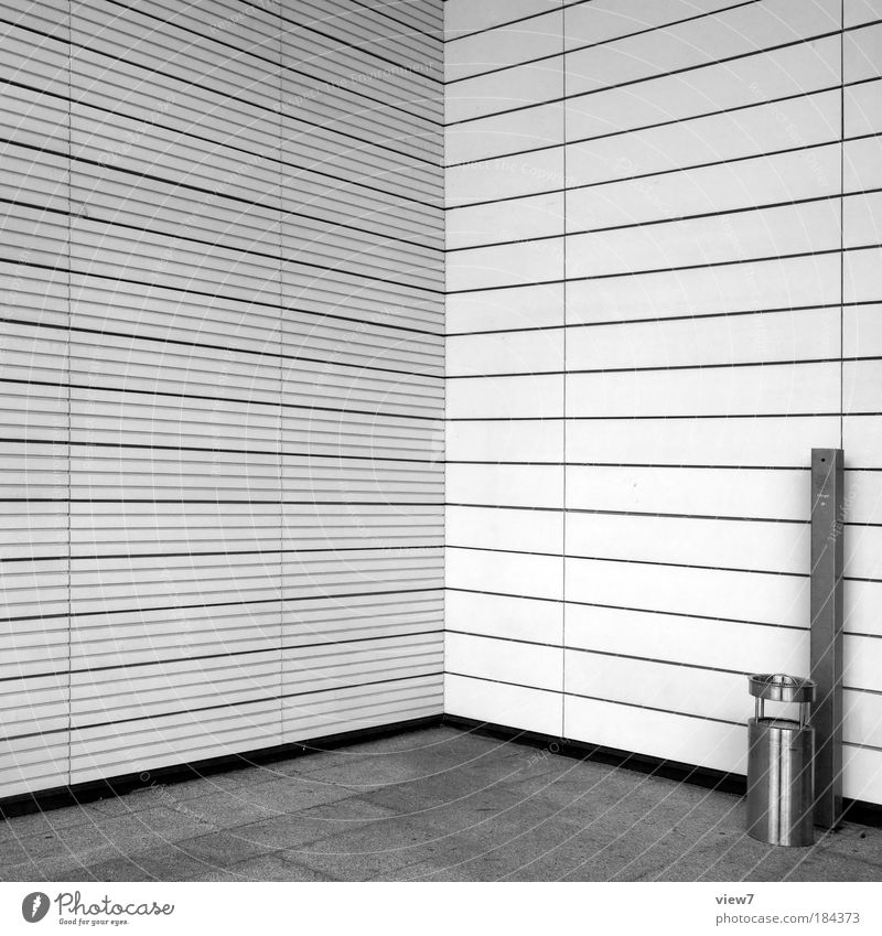 smoking corner Black & white photo Exterior shot Detail Deserted Copy Space left Copy Space top Light Deep depth of field Central perspective