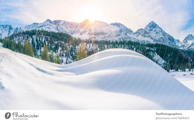 Sunny winter day in the Alps mountains Joy Vacation & Travel Tourism Winter Snow Winter vacation Mountain Christmas & Advent New Year's Eve Landscape Weather