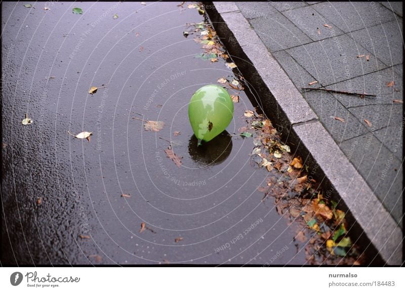 lonely 2 Subdued colour Morning Reflection Playing Kindergarten Art Environment Water Autumn Rain Town Deserted Street Curbside Balloon Sign Discover Freeze