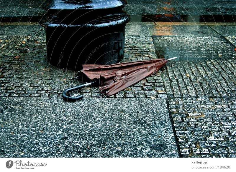 berlin - london 19,- Colour photo Subdued colour Exterior shot Day Twilight Lifestyle Work and employment Economy Bad weather Rain Town Accessory Umbrella Wet