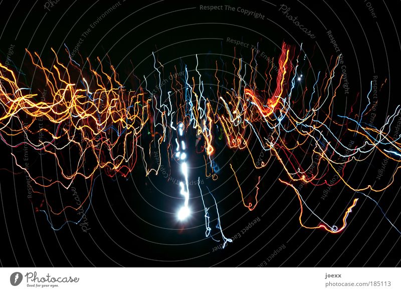 light waves Event Shows Movement Crazy Black Strip of light Colour photo Multicoloured Experimental Copy Space top Neutral Background Night