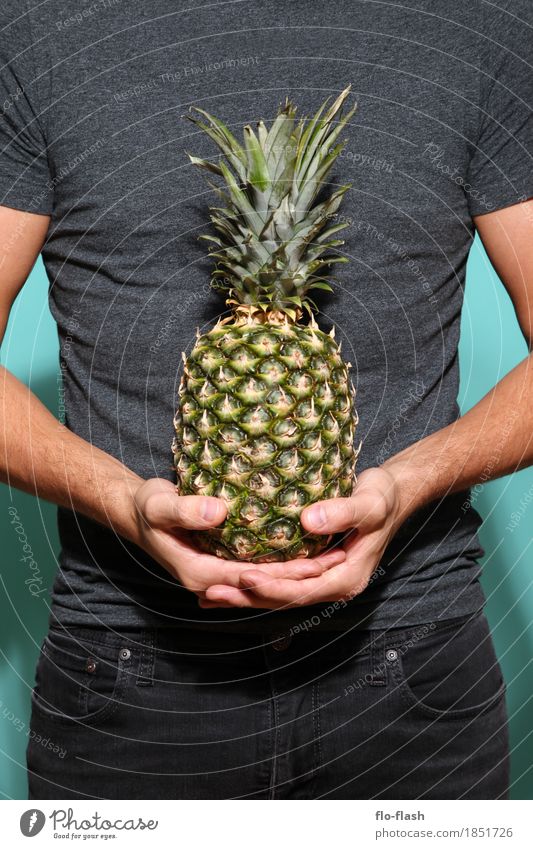 Pineapple hold I Food Fruit Nutrition Style Design Exotic Healthy Wellness Life Industry Trade Advertising Industry Company Masculine Young man