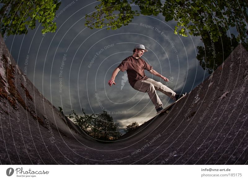 skateboard ramp Skateboarding Sky Sports Action Threat Fisheye miniramp Light Shadow Clouds Nerviness
