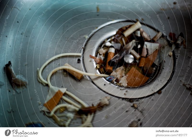 FlippenParty Lifestyle Night life Feasts & Celebrations Dirty Hideous Slimy Cigarette Smoking Trash Kitchen sink Colour photo Interior shot Detail