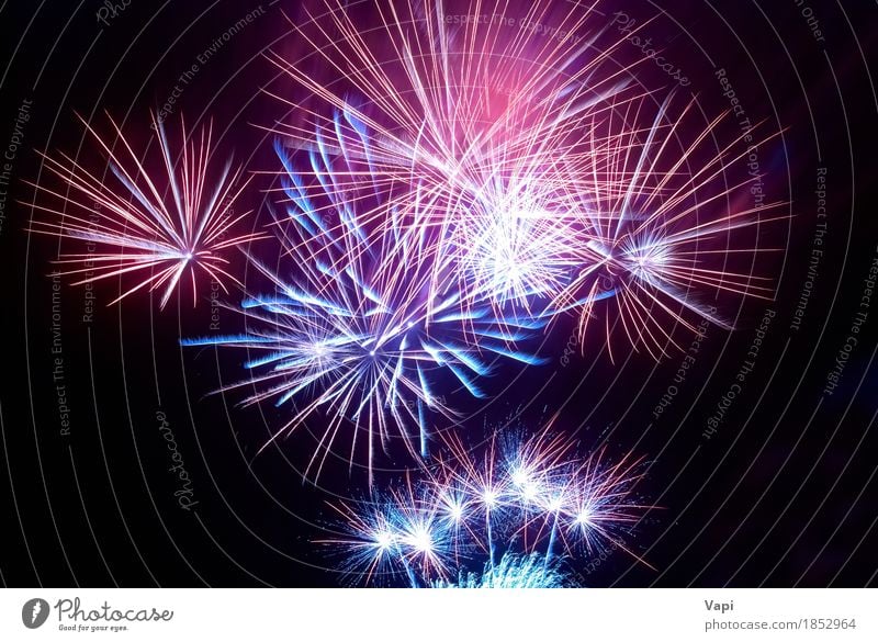 Colorful fireworks on the black sky Design Joy Freedom Night life Entertainment Party Feasts & Celebrations Christmas & Advent New Year's Eve Art Event Shows