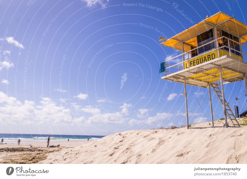 Lifeguard Tower on Beach Beautiful Relaxation Vacation & Travel Summer Summer vacation Sun Sunbathing Ocean Island Waves Landscape Sand Sky Horizon Rock Coast