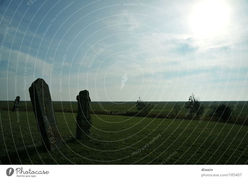 transience Nature Landscape Sky Clouds Sun Sunlight Beautiful weather Plant Grass Island Creepy Historic Blue Green Calm Sadness Grief Death Pain Transience