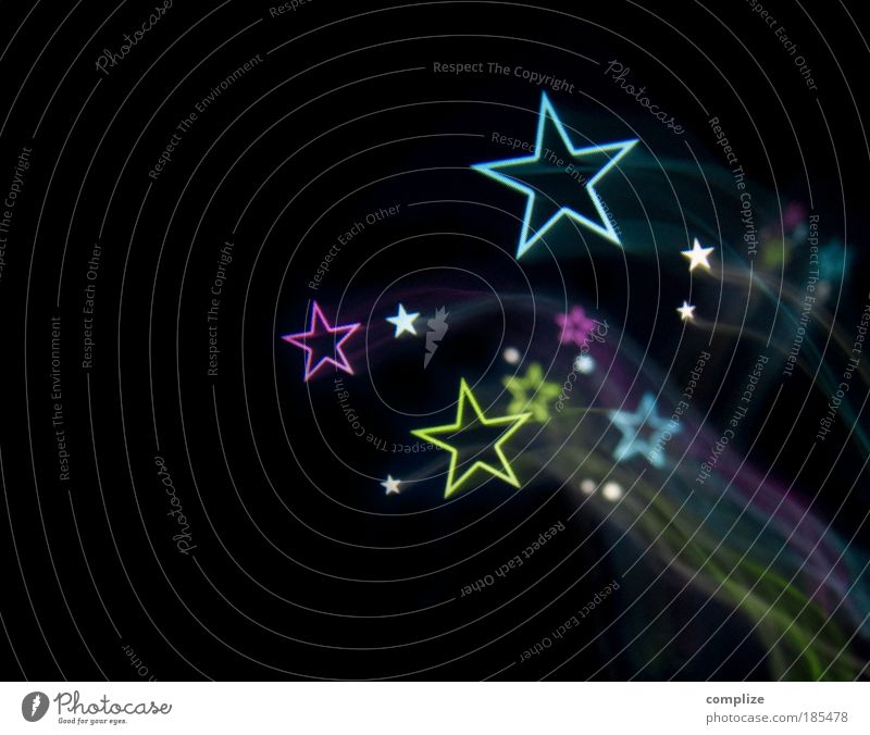 photocase stars* Night life Disc jockey Feasts & Celebrations Clubbing New Year's Eve Blue Green Violet Pink 2010 Long exposure Rocket Comet Meteor Stars