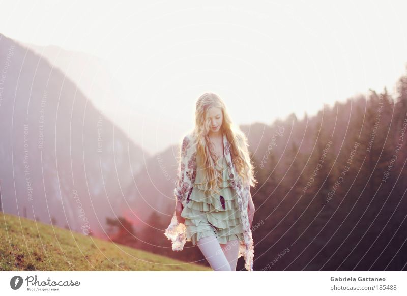 Winds continue to blow Feminine Hair and hairstyles Nature Landscape Fashion Scarf Blonde Long-haired Movement Going Free Infinity Violet Moody Agreed