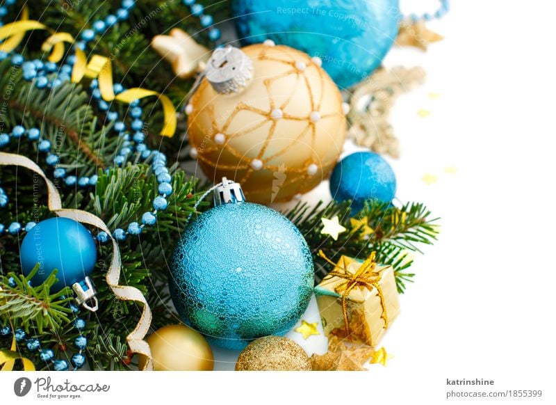 blue christmas ornaments border