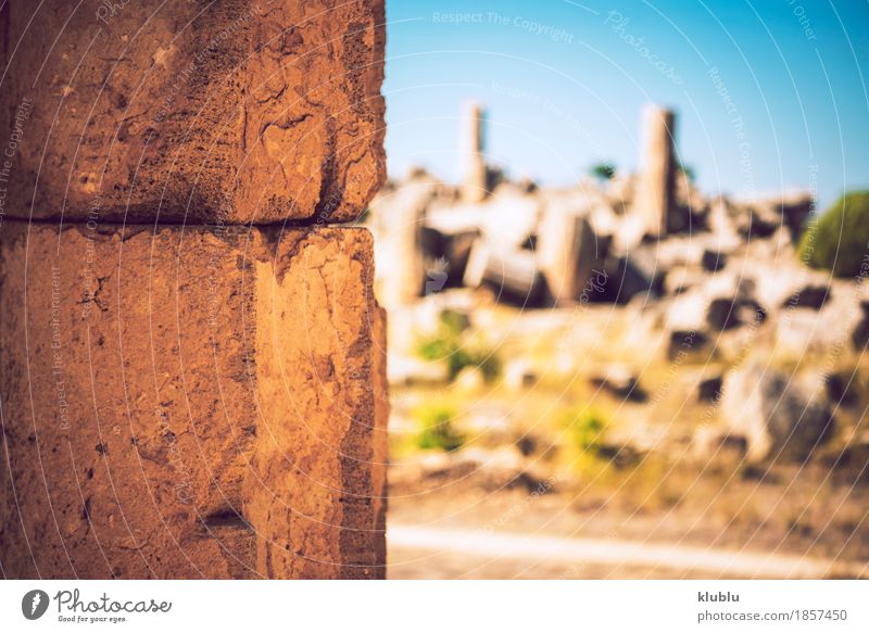 Ancient Greek temple in Selinunte, Sicily, Italy Vacation & Travel Tourism Culture Landscape Sky Ruin Building Architecture Monument Stone Old Historic Society