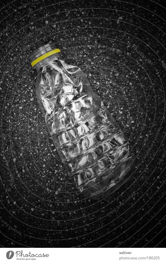 Plastic bottles should be crushed Food Bottle Environment Packaging Plastic packaging Lie Wait Broken Yellow Black White False Environmental pollution Trash