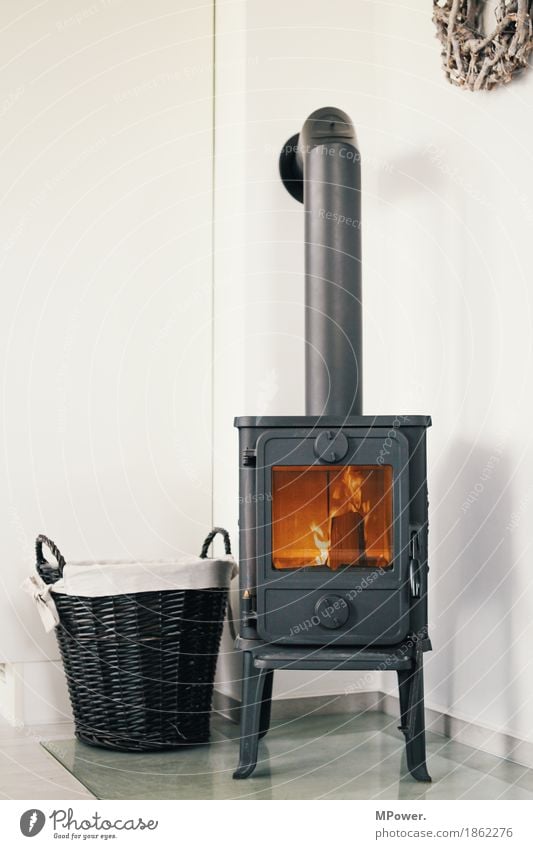 chimney Energy industry Old Fireside Open fire Heating by stove Stove & Oven Warmth Cozy Basket Stovepipe Burn Flame Colour photo Interior shot Deserted