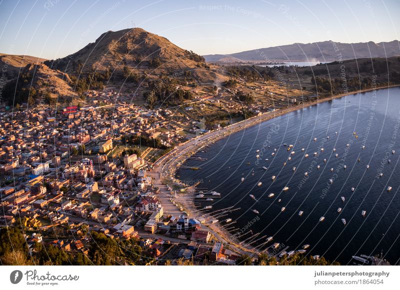 View of Copacabana, Lake Titicaca, Bolivia Vacation & Travel Tourism Mountain House (Residential Structure) Nature Landscape Sky Town Harbour Watercraft Idyll