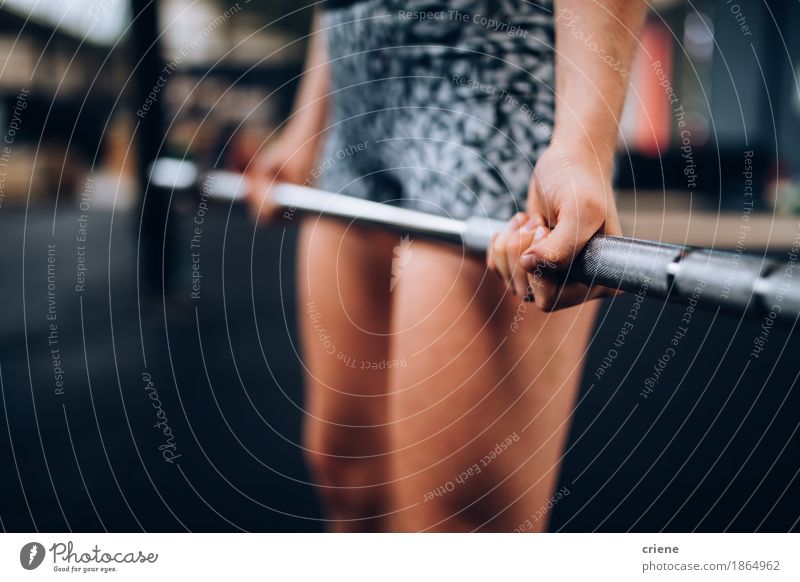 Close-Up of girl doing workout with barbell in Crossfit Gym Lifestyle Athletic Fitness Leisure and hobbies Sports Sports Training Sportsperson Woman Adults
