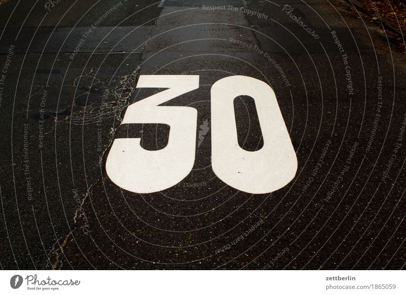 30 Asphalt Speed Speed limit Jubilee Slowly Play street Street Copy Space Transport Lanes & trails Digits and numbers 30 mph zone Road safety training