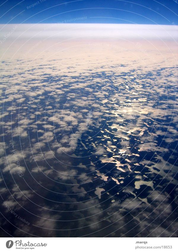 Backlight over Canada Clouds Lake Reflection Horizon Airplane Aviation Sky marqs