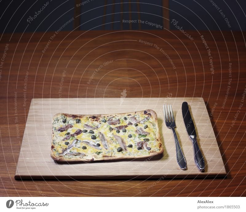 Portrait of a Flammkuchen - Food with personality Fish Dough Baked goods tarte flambée Pizza anchovy Lunch Dinner Picnic Slow food Finger food French cuisine