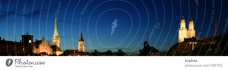 Downtown Switzerland Sky Night sky Beautiful weather Zurich Europe Town Old town Skyline Church Manmade structures Building Architecture Tourist Attraction