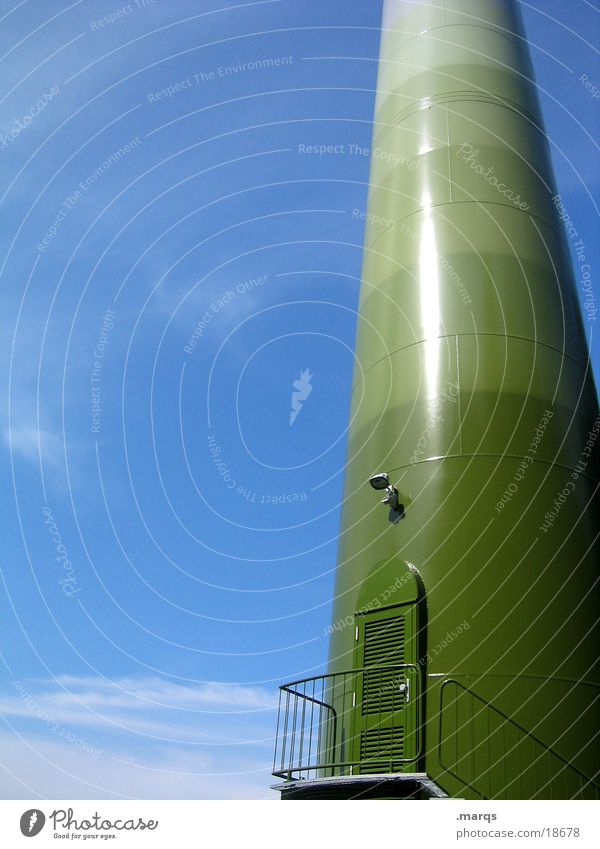 sorry, we´re closed Green Color gradient Industry Wind energy plant Electricity pylon Door Stairs Handrail Sky Blue marqs