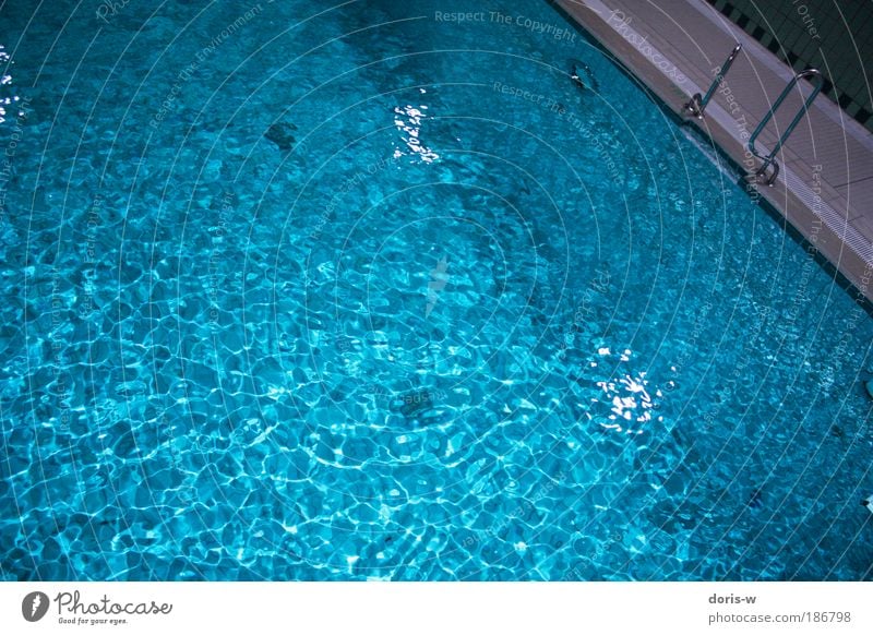 pool Jump Water Blue Blue tone Waves Cymbal Pool border Springboard Triangle Tile Surface of water Surface structure Cyan Above Indoor swimming pool