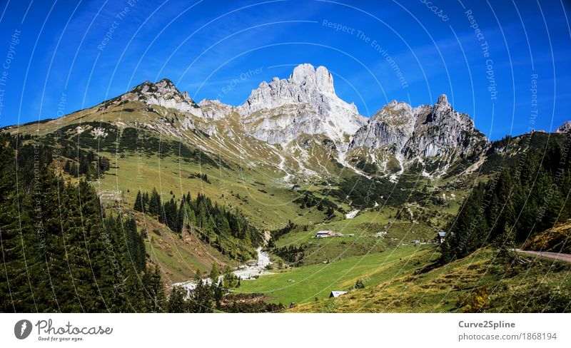 Mountain & Valley Nature Landscape Elements Water Sky Summer Meadow Field Forest Hill Rock Alps Peak Brook River Natural Austria courtier Alpine pasture Hut