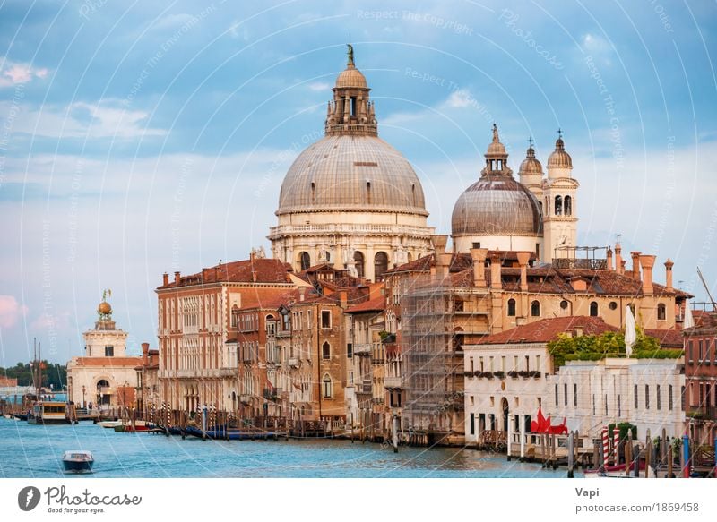 Grand Canal and Basilica Santa Maria in Venice Vacation & Travel Tourism Sightseeing City trip Summer Summer vacation Island Waves House (Residential Structure)