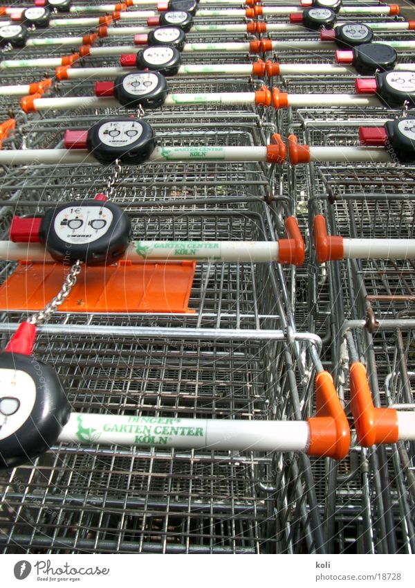 shopping frenzy Shopping Trolley Store premises Multiple Services Many garden center Row Orange Metal