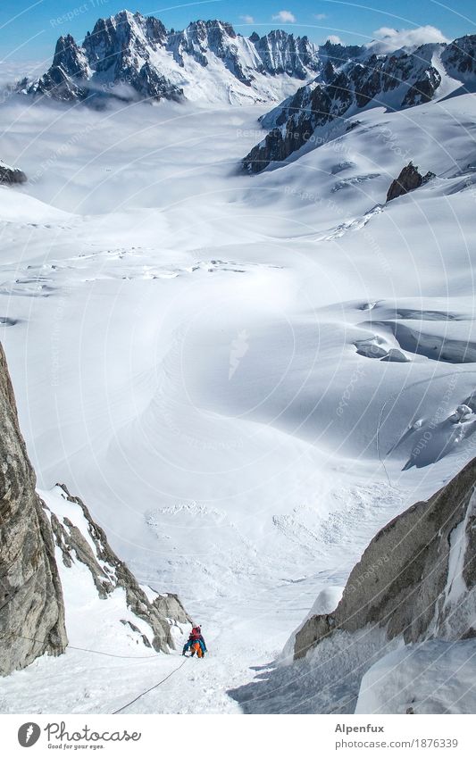 Deep- and far-sightedness Climbing Mountaineering Nature Landscape Hill Rock Alps Mont Blanc Aiguille Verte Peak Snowcapped peak Glacier Hiking Cold