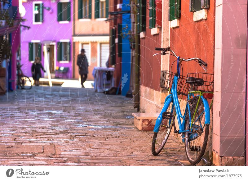 Destroyed bicycle leaning colored house in Burano, Italy. Beautiful Vacation & Travel Tourism Summer Island House (Residential Structure) Culture Flower Village