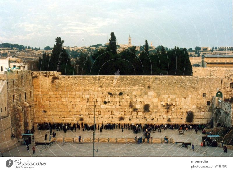 Wailing Wall in the evening The Wailing wall Israel West Jerusalem Israeli Prayer Desire Religion and faith Success Temple Mount Judaism Exterior shot