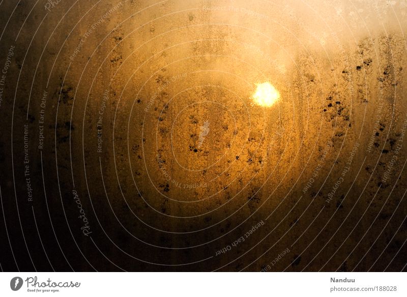 A new day. Sun Beautiful weather Sunrise Window Slice Misted up Dirty Morning Calm Chance New start Structures and shapes Condensation Gold Abstract