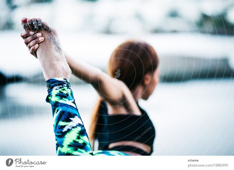 Close-up of women doing yoga exercise outdoor Lifestyle Personal hygiene Athletic Fitness Well-being Relaxation Leisure and hobbies Beach Ocean Sports Yoga