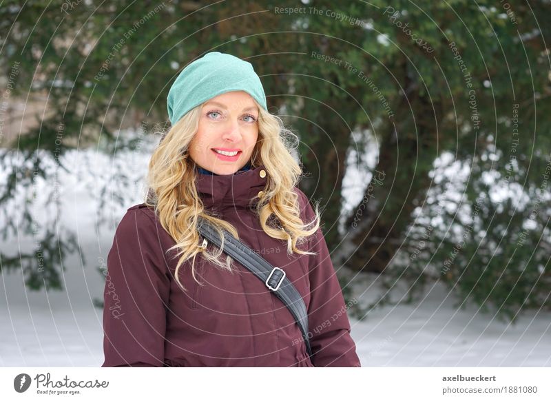 blonde woman in winter landscape Lifestyle Style Leisure and hobbies Winter Snow Human being Feminine Woman Adults 1 30 - 45 years Nature Landscape Tree Park