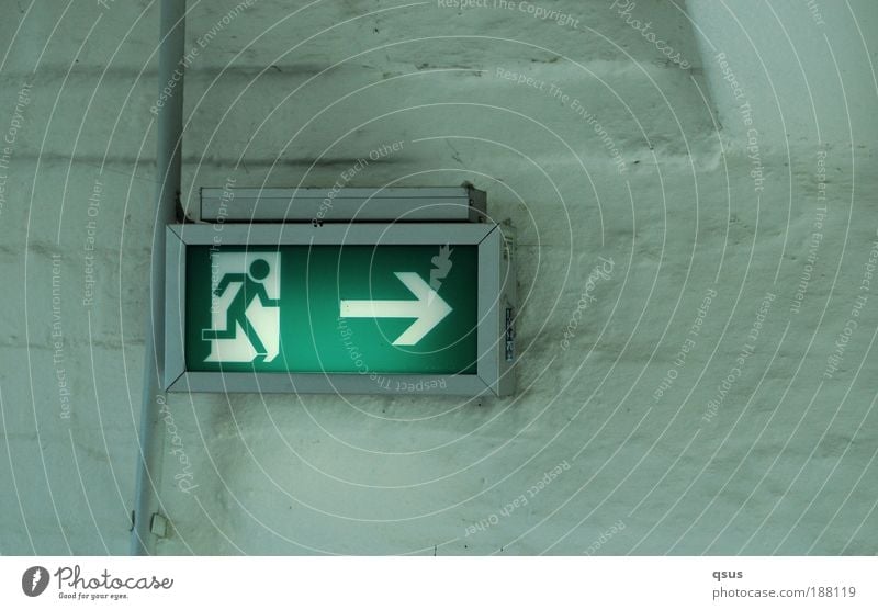 escape route Cable Sign Signs and labeling Walking Illuminate Green Rescue Escape Escape route Arrow Right Running Emergency exit Way out Subdued colour