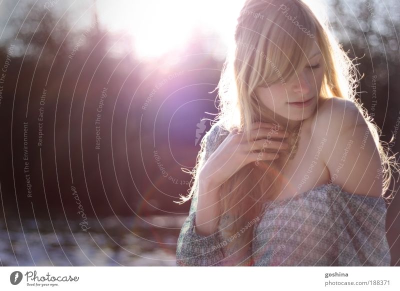 Snow Queen Feminine Young woman Youth (Young adults) 1 Human being 18 - 30 years Adults Winter Beautiful weather Ice Frost Park Blonde Long-haired Bangs Touch
