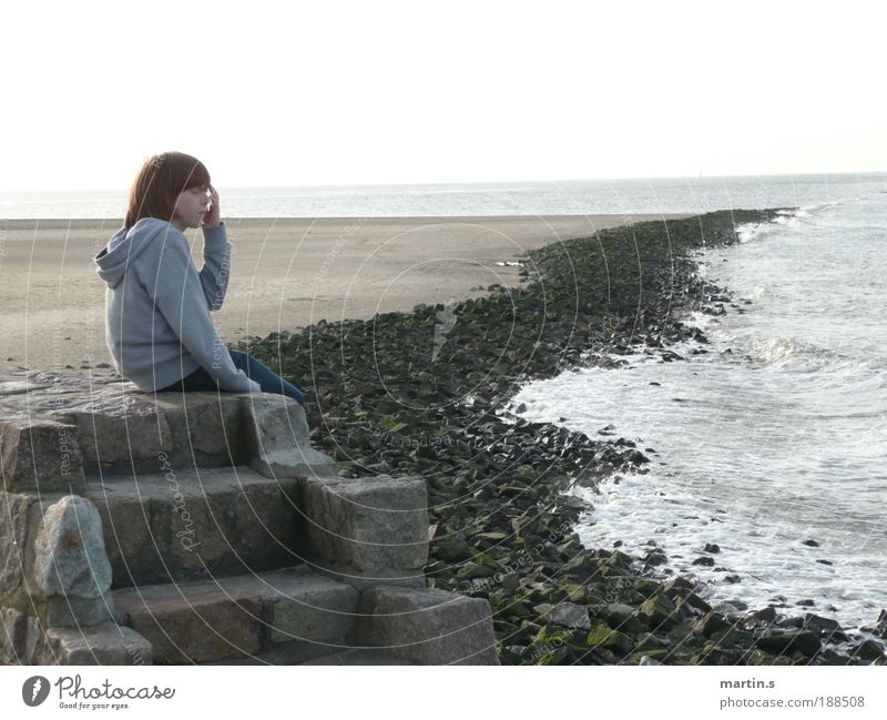 wanderlust Vacation & Travel Ocean Waves Masculine Boy (child) "Poor Head Hand" 8 - 13 years Child Infancy Water Horizon Beautiful weather Coast North Sea